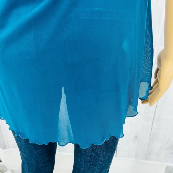 Paltal MEDIUM VINTAGE 90's Blue Floral Lace Fairy Babydoll Camisole Tank Top - Picture 6 of 8